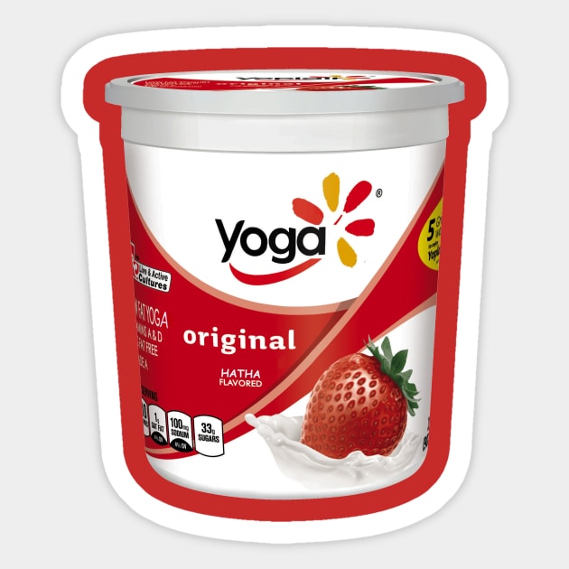 Yum Yum Strawberry Yoga. Hatha Yogurt. Sticker by WearenotLinear